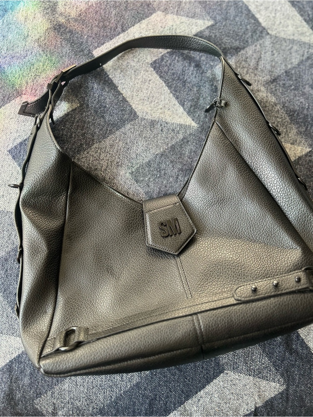 Steve Madden Black Pebbled Shoulder Bag • Polyester